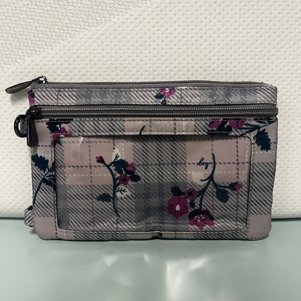 Lug Plaid Floral Clutch in Gray and Pink